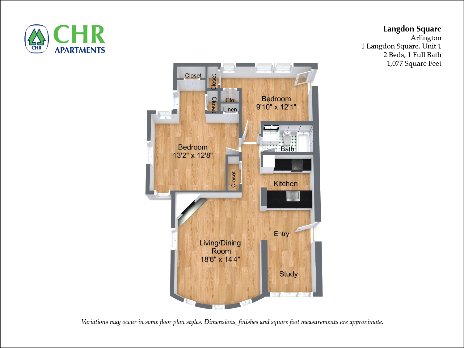Floor plan 2 Bedroom/2 Bath image 2