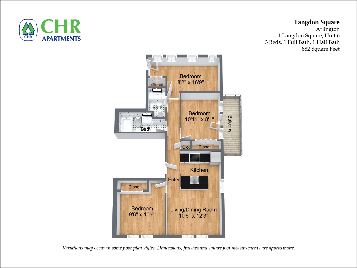Click to view 3 Bedroom/2 Bath floor plan gallery