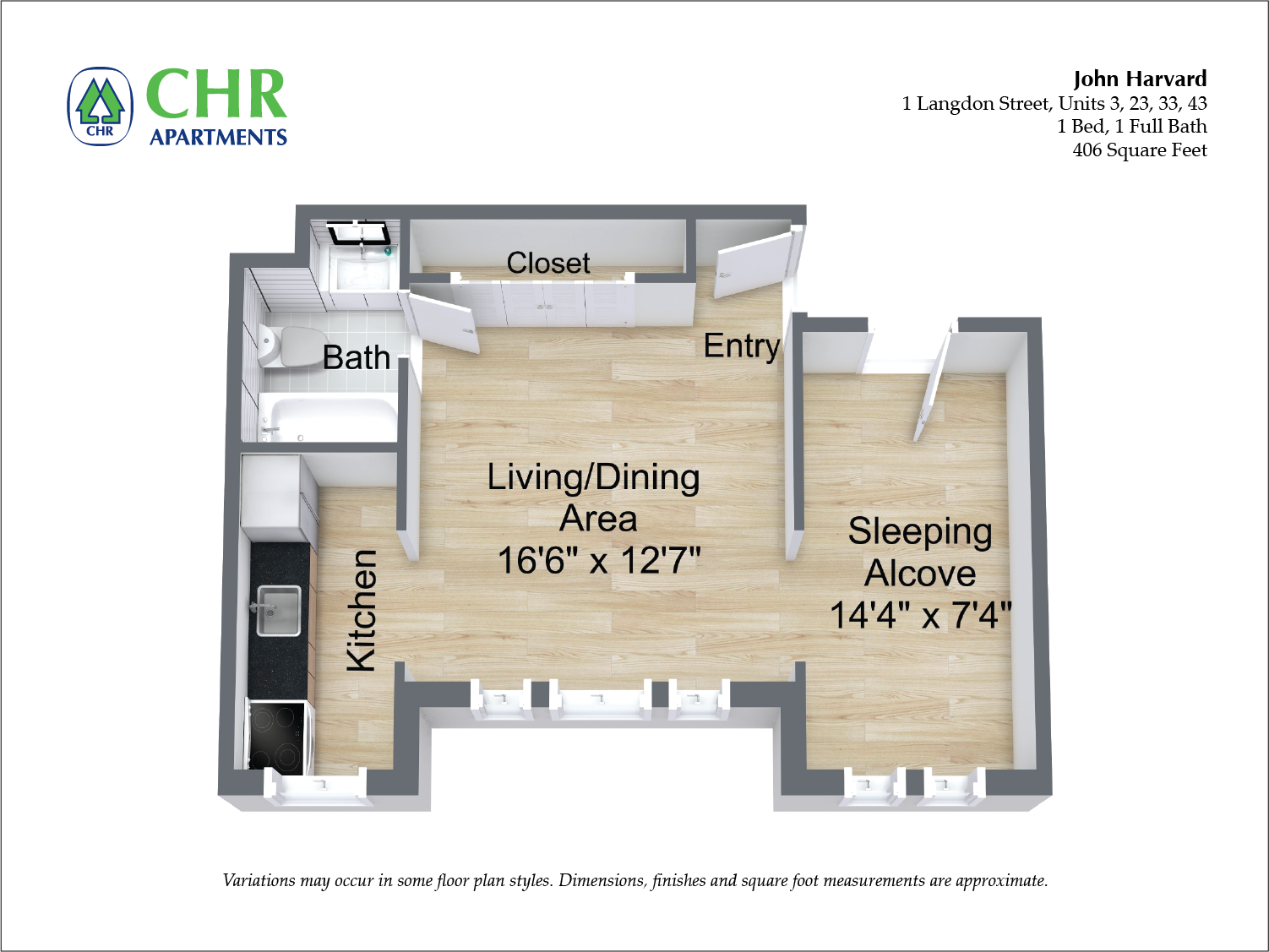 Floor plan 1 Bedroom/1 Bath image 17