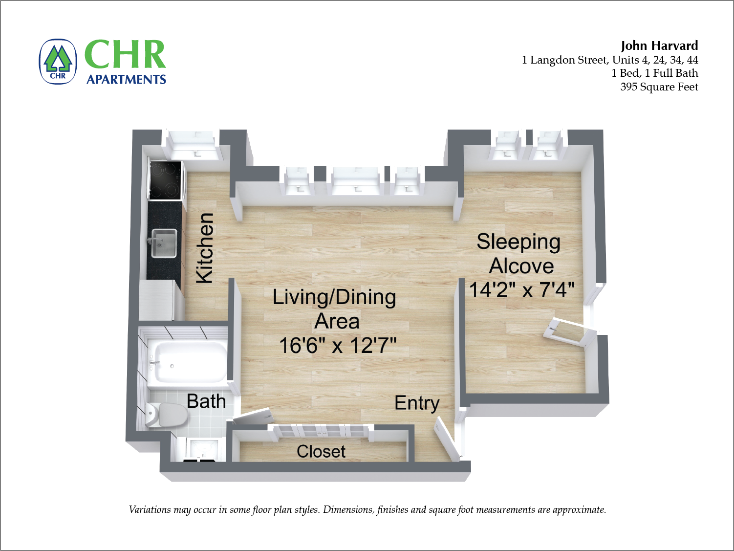 Floor plan 1 Bedroom/1 Bath image 18