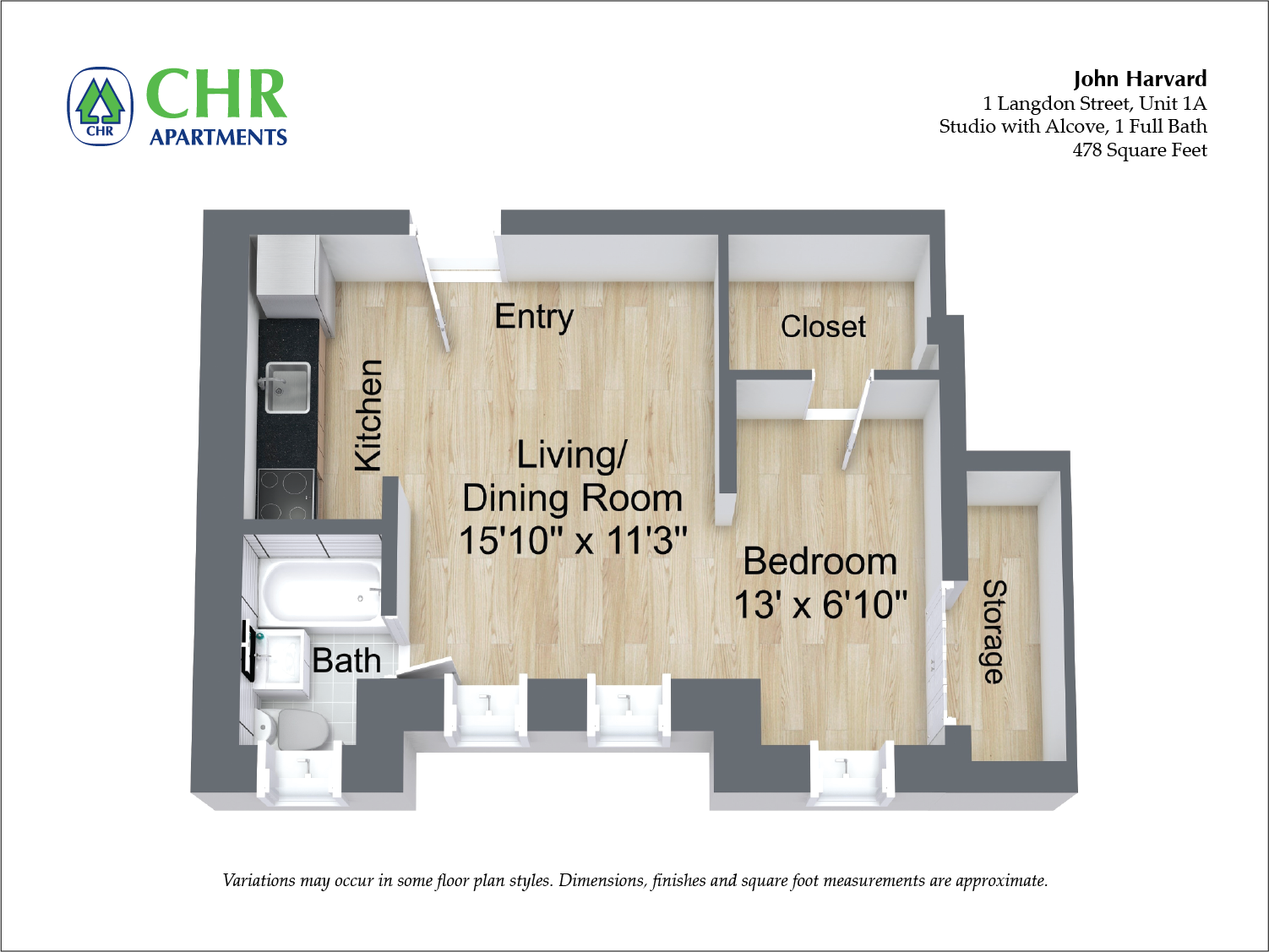 Floor plan Studio/1 Bath image 11