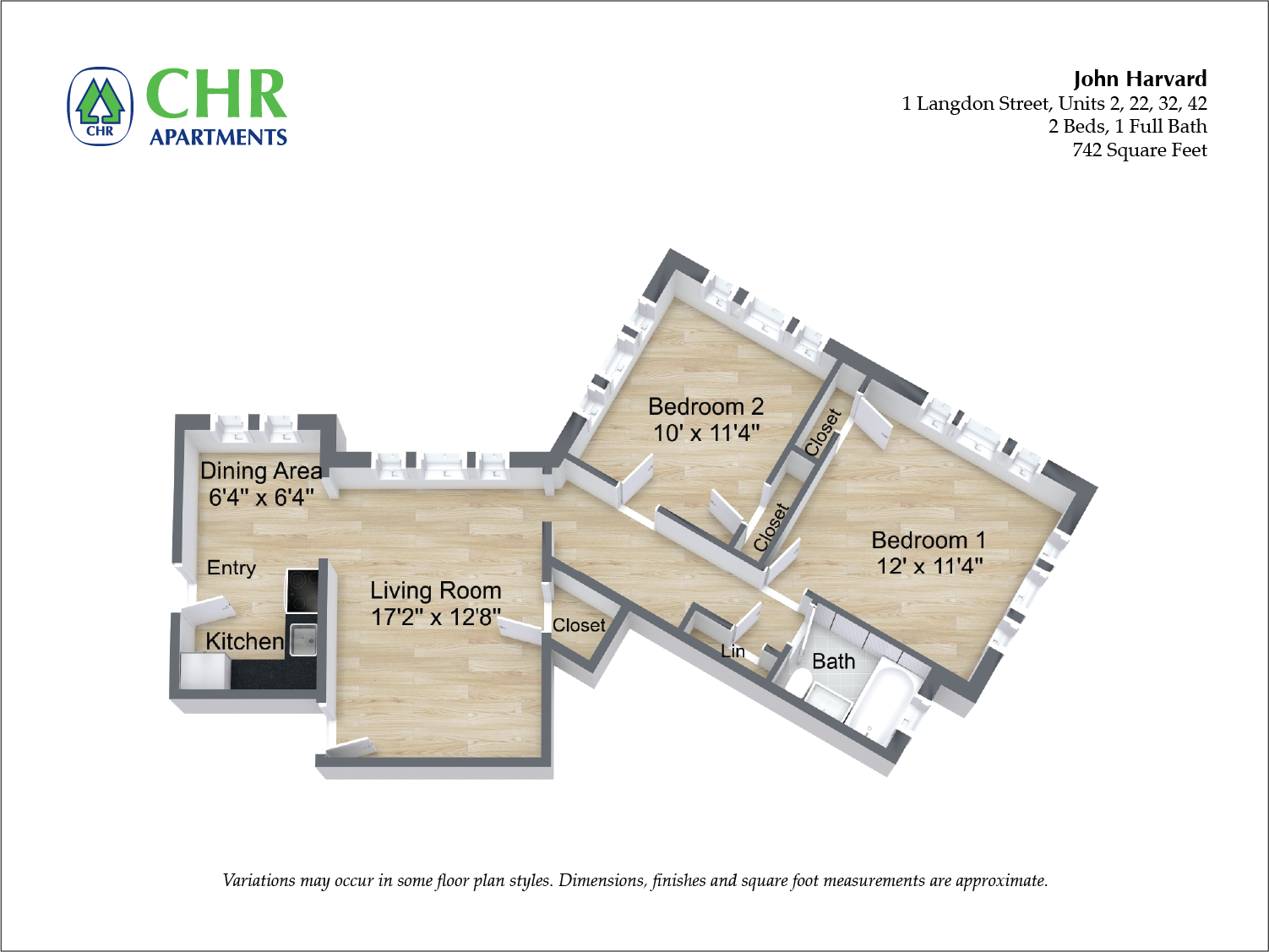 Floor plan 2 Bedroom/1 Bath image 6