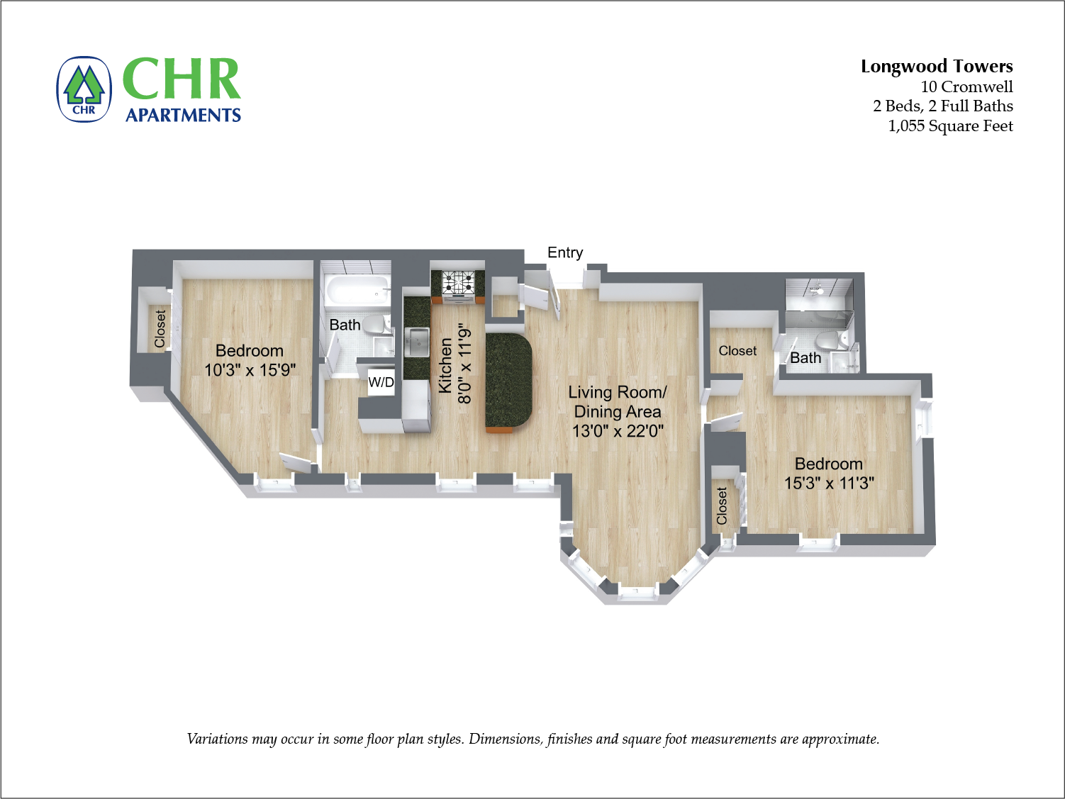 Floor plan Cromwell - 2 Bed/2 Bath image 1