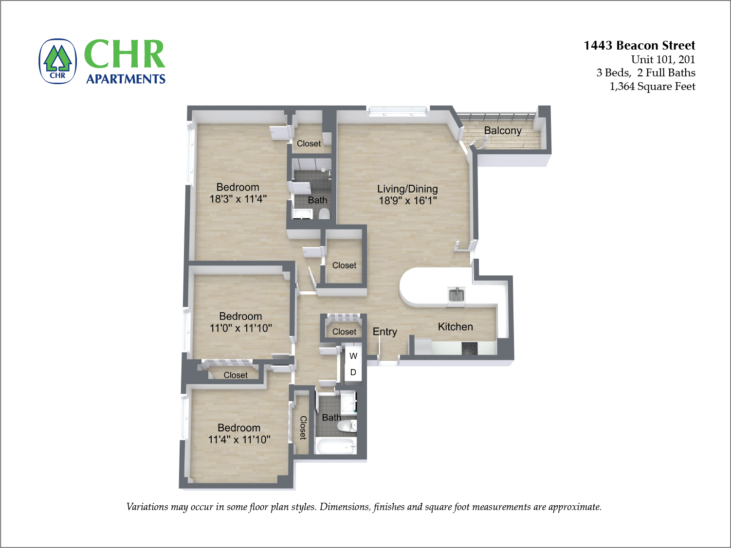 Floor plan 3 Bed/3 Bath image 3