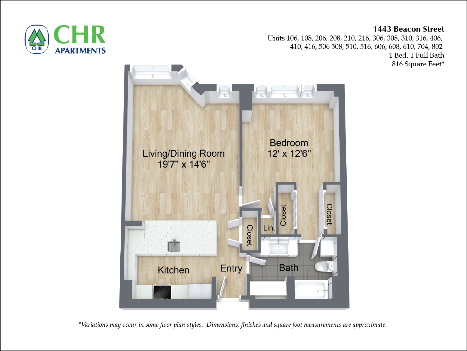 Floor plan 1 Bed/1 Bath image 5