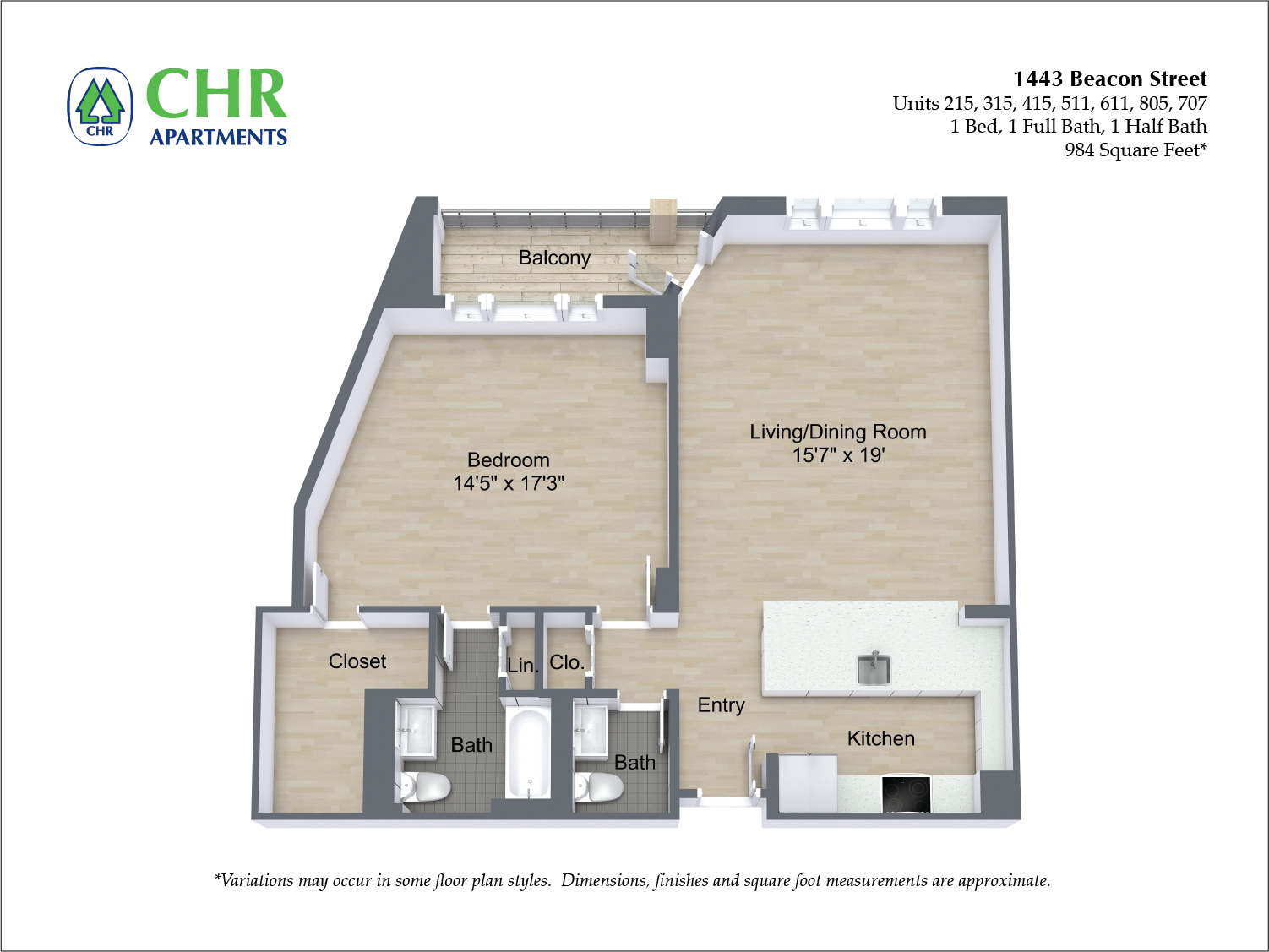 Floor plan 1 Bed/1 Bath image 12
