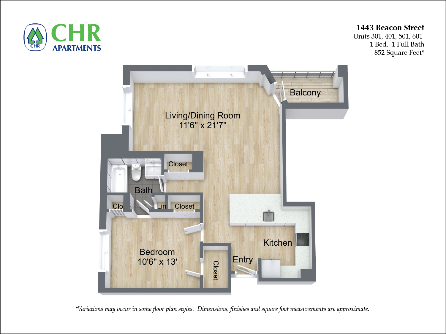 Floor plan 1 Bed/1 Bath image 3