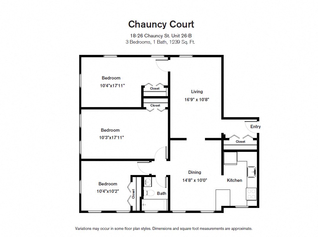 Click to view 3 Bedroom/1 Bath floor plan gallery