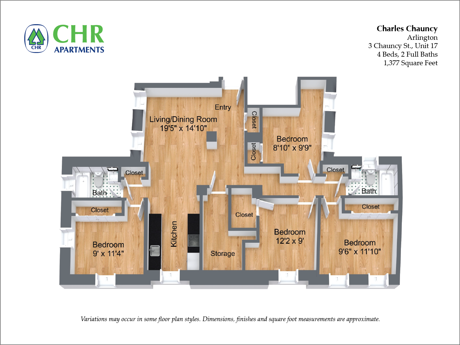 Click to view 4 Bedroom/2 Bath floor plan gallery