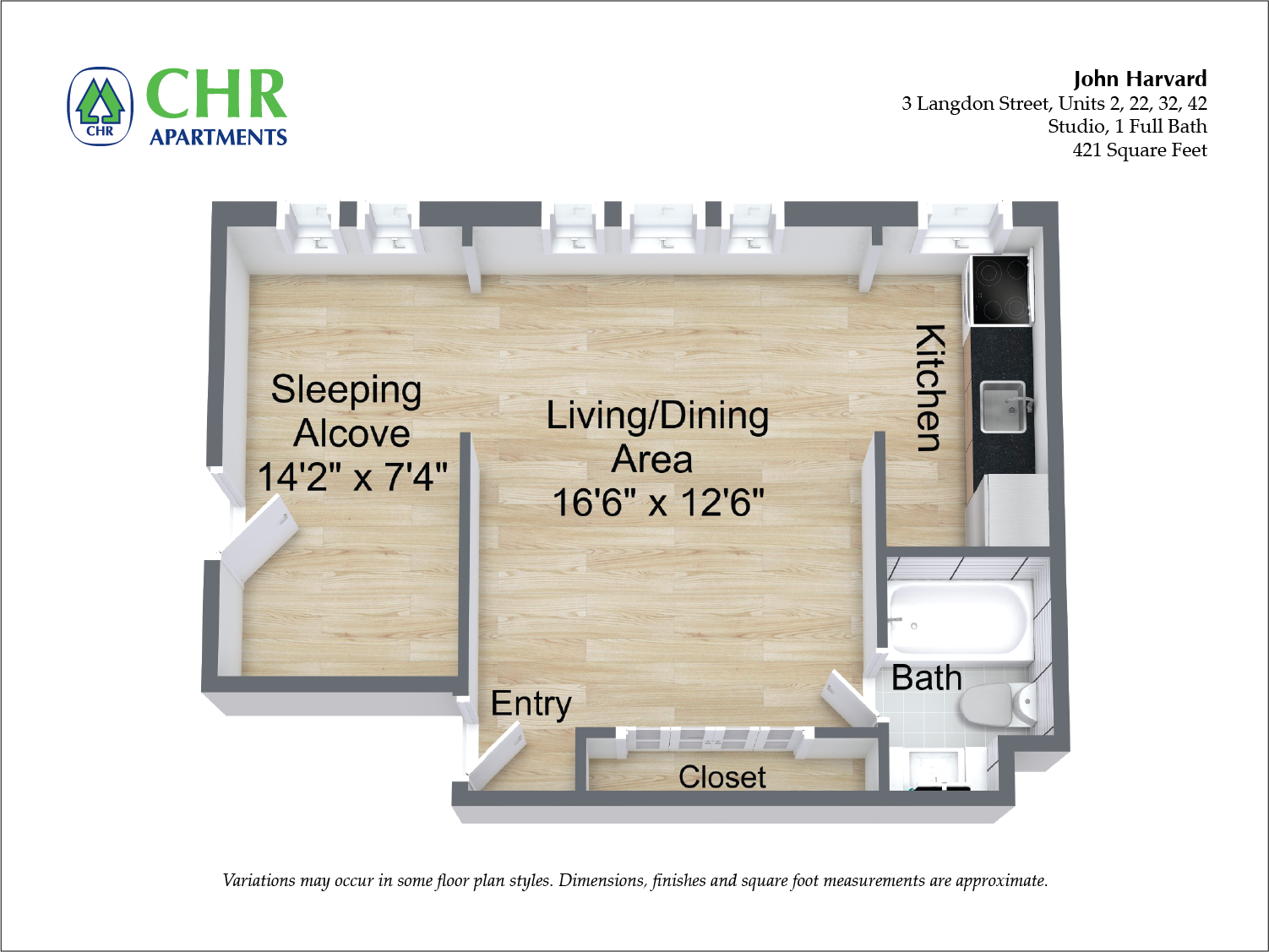 Floor plan 1 Bedroom/1 Bath image 14
