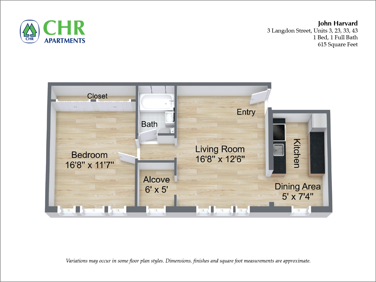 Floor plan 1 Bedroom/1 Bath image 15