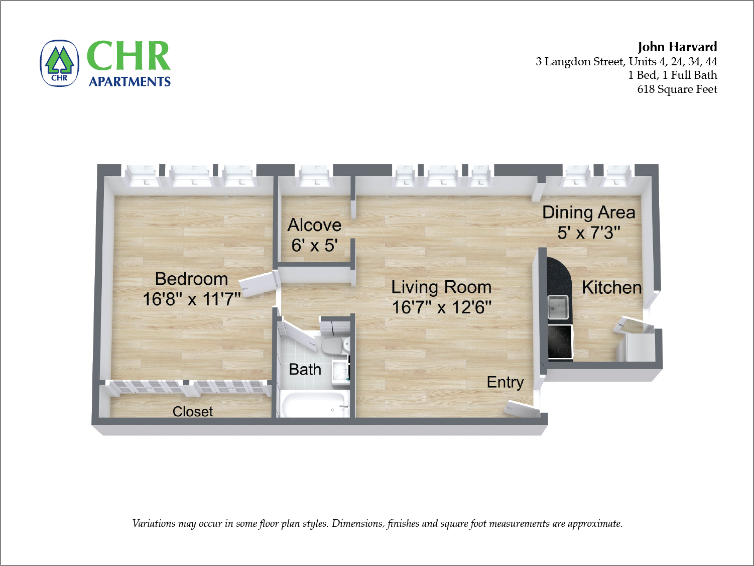Floor plan 1 Bedroom/1 Bath image 16