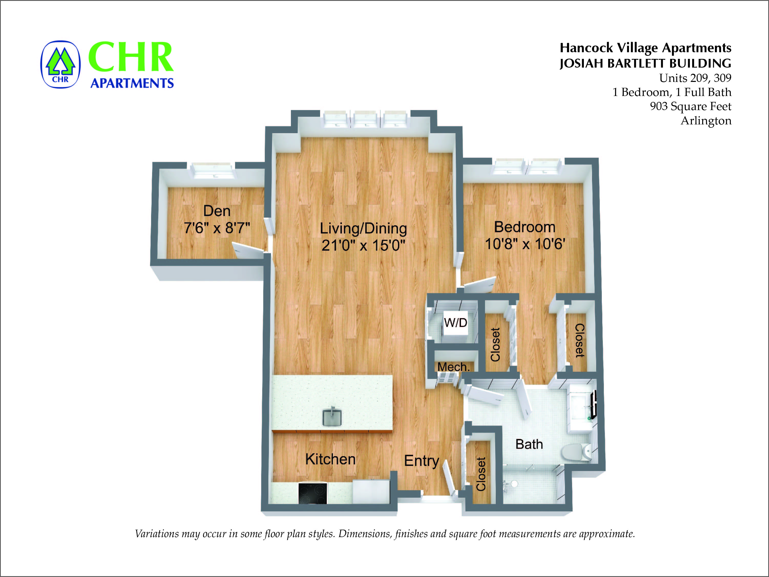 Floor plan 1 Bed/1 Bath Single Level - The Bartlett image 5