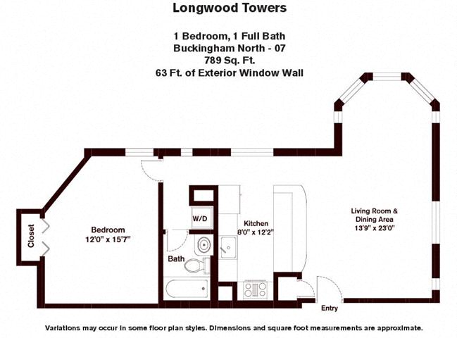 Floor plan Buckingham - 1 Bed/1 Bath image 3