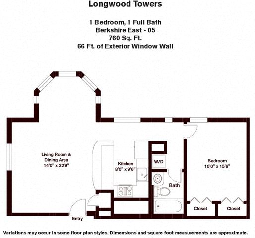Floor plan Berkshire - 1 Bed/1 Bath image 3