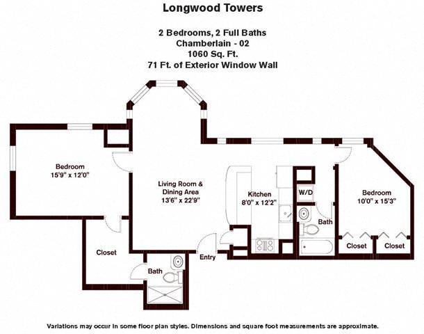 Floor plan Chamberlain - 2 Bed/2 Bath image 2