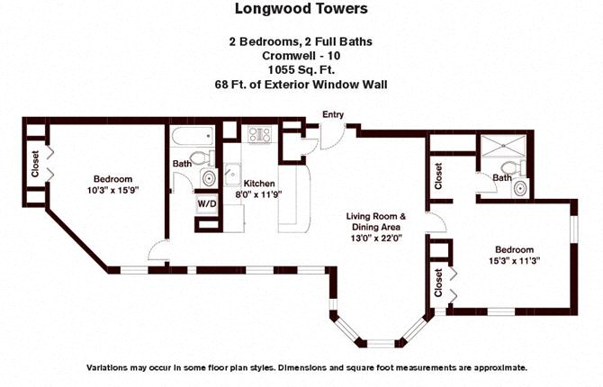 Floor plan Cromwell - 2 Bed/2 Bath image 2
