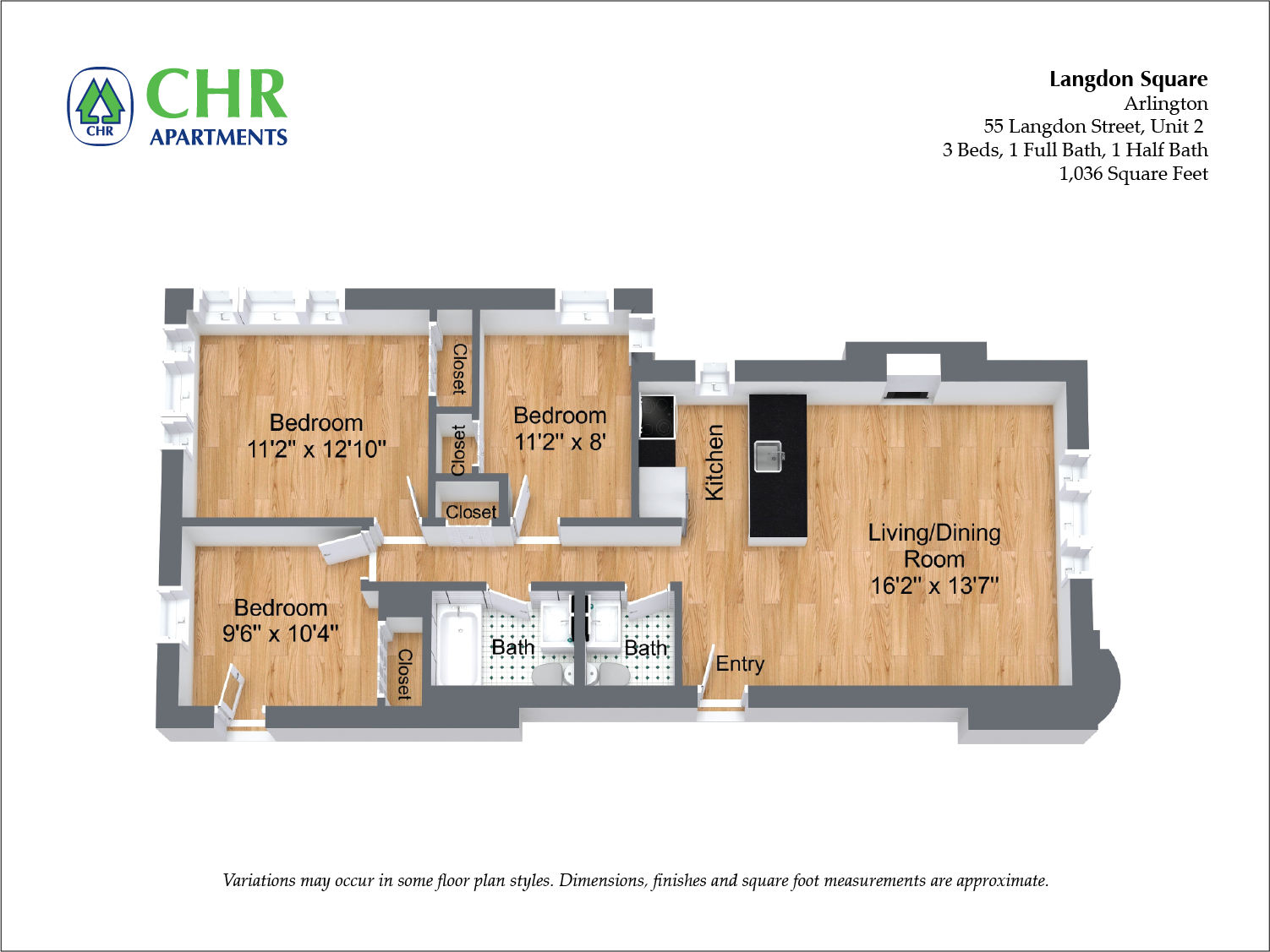 Floor plan 3 Bedroom/2 Bath image 3