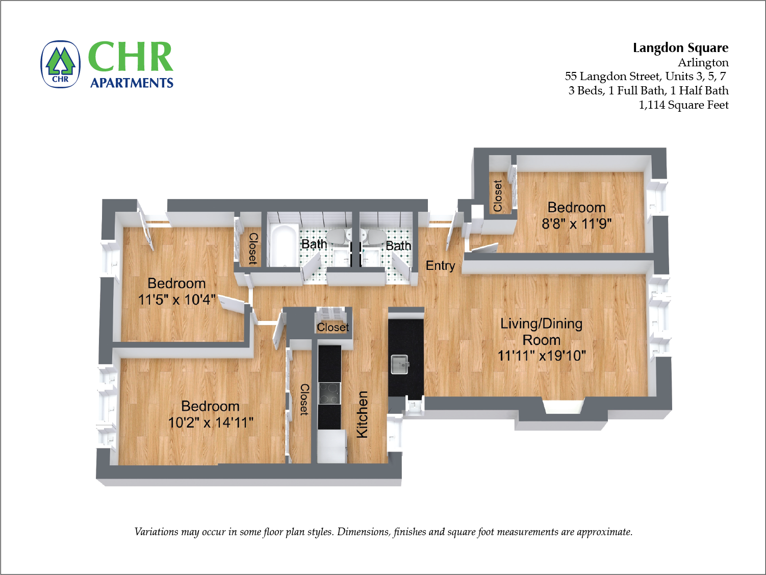 Floor plan 3 Bedroom/2 Bath image 4