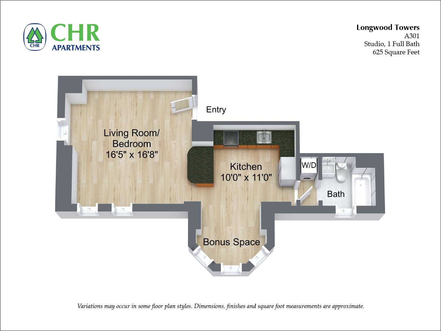 Floor plan Studio/1 Bath image 1