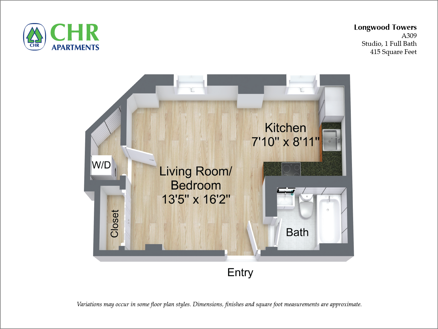 Floor plan Studio/1 Bath image 3