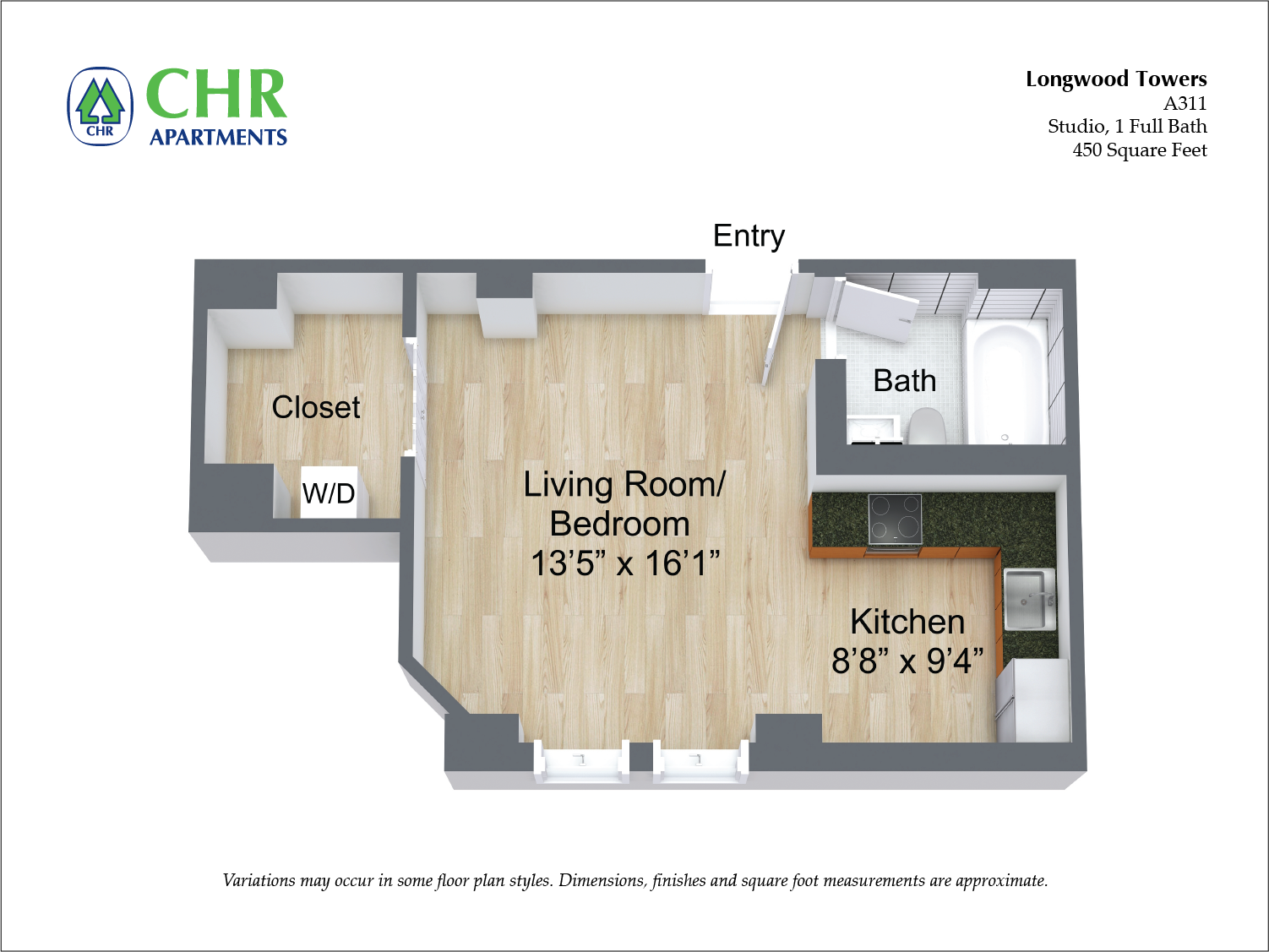 Floor plan Studio/1 Bath image 2