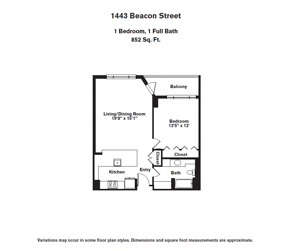 Floor plan 1 Bed/1 Bath image 2