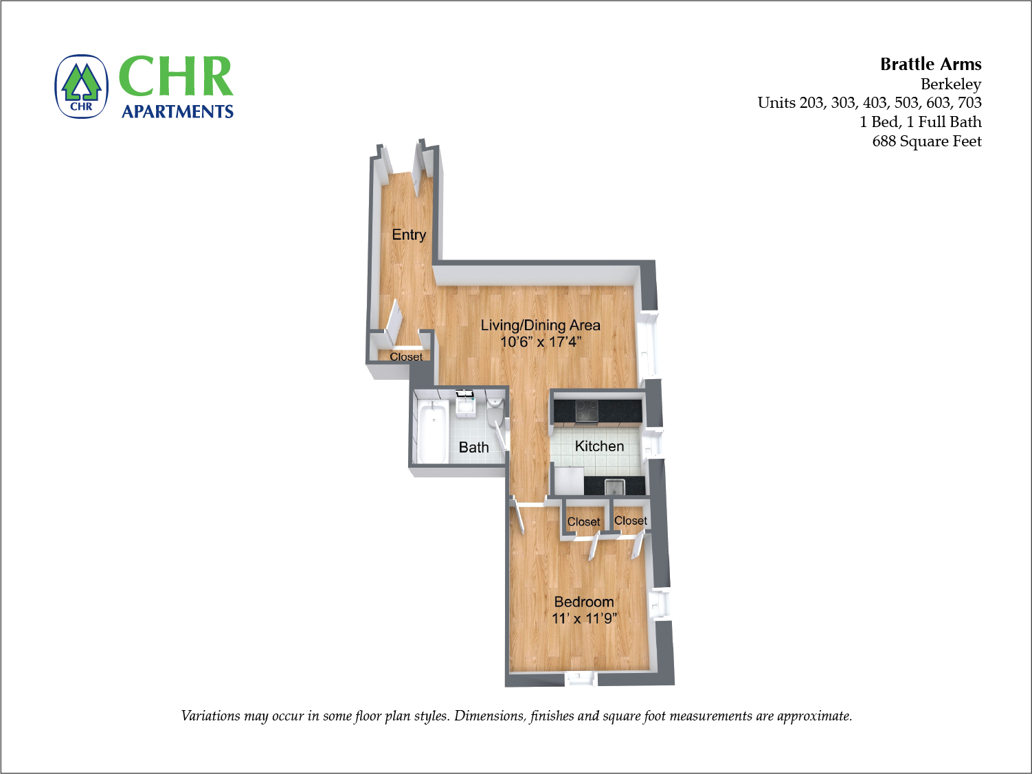 Floor plan 1 Bedroom/1 Bath image 12