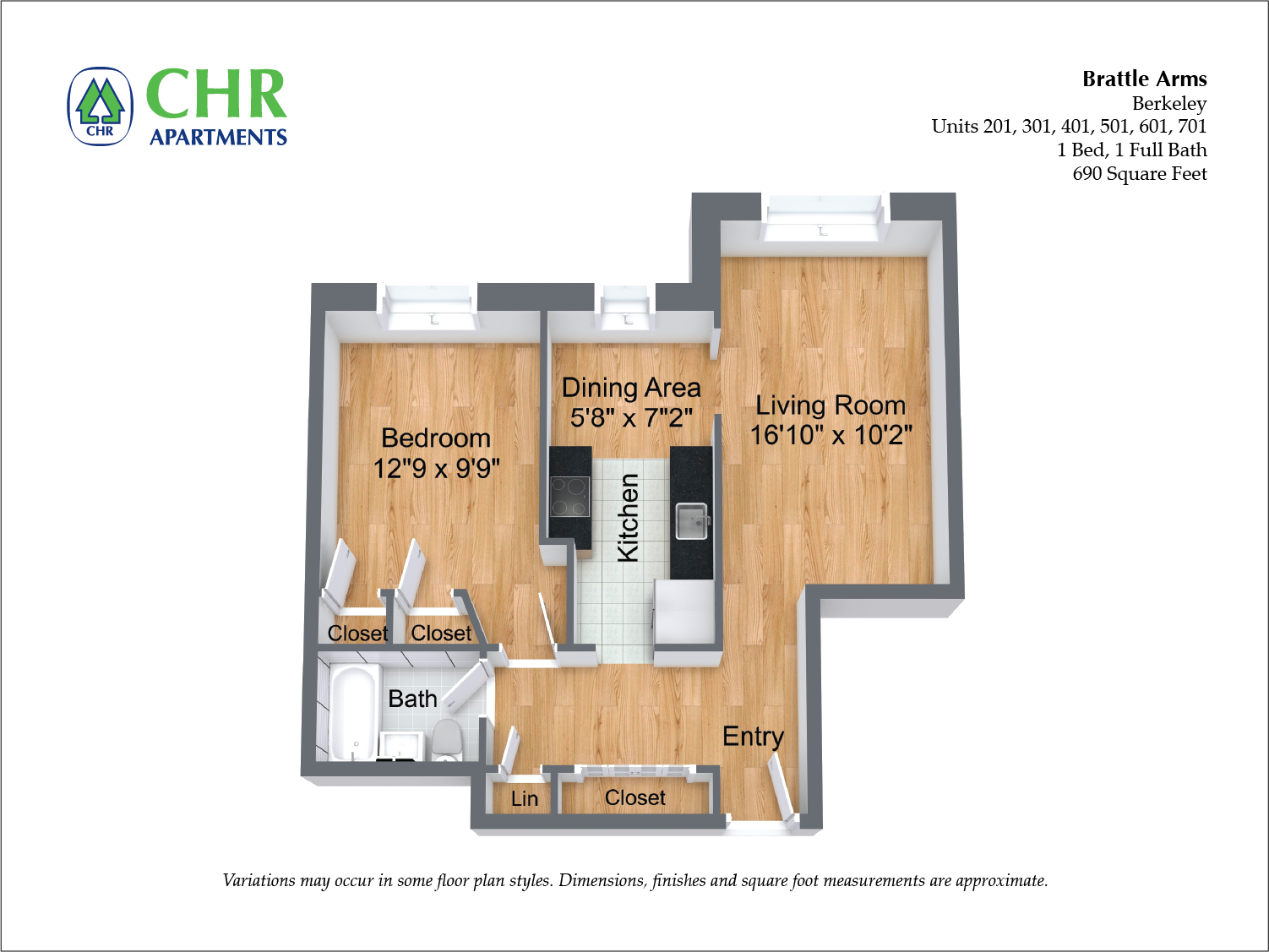 Floor plan 1 Bedroom/1 Bath image 11