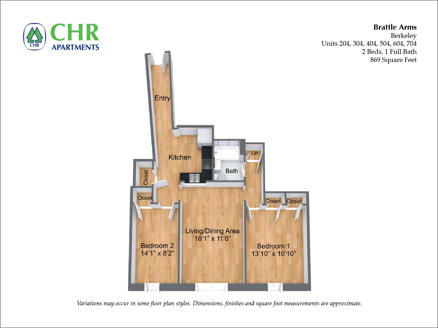 Floor plan 2 Bedroom/1 Bath image 2