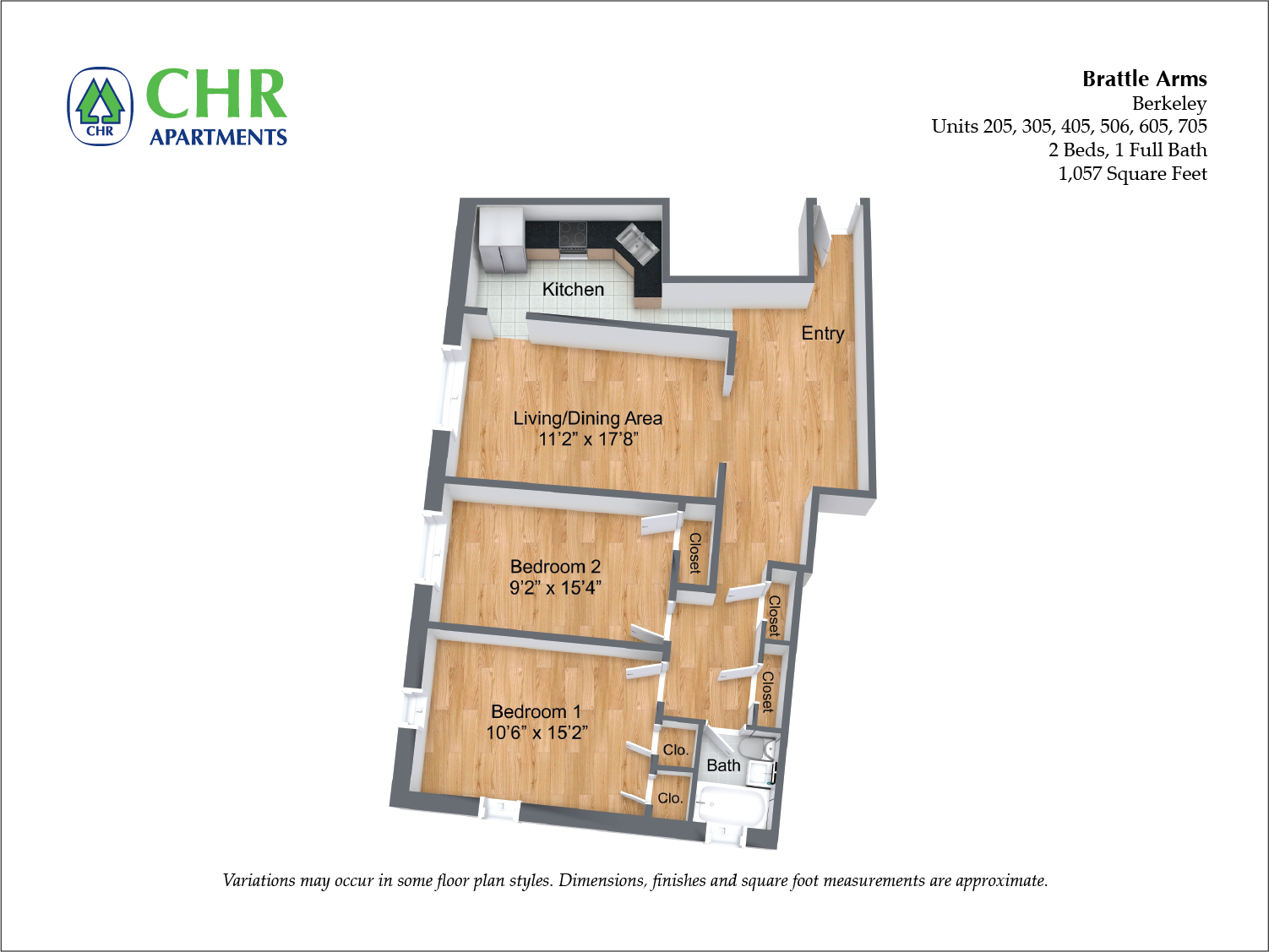 Floor plan 2 Bedroom/1 Bath image 3