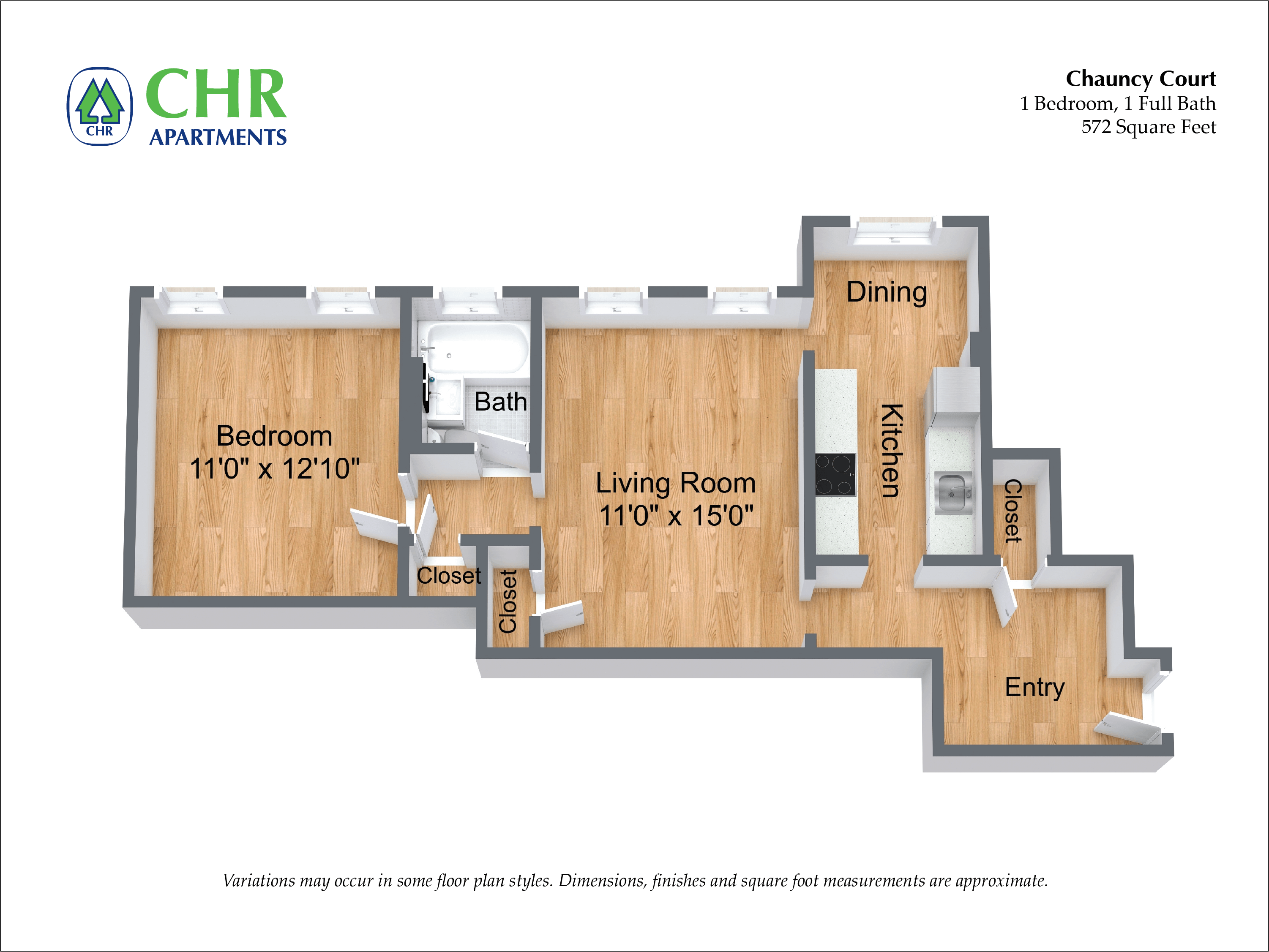 Floor plan 1 Bedroom/1 Bath image 24