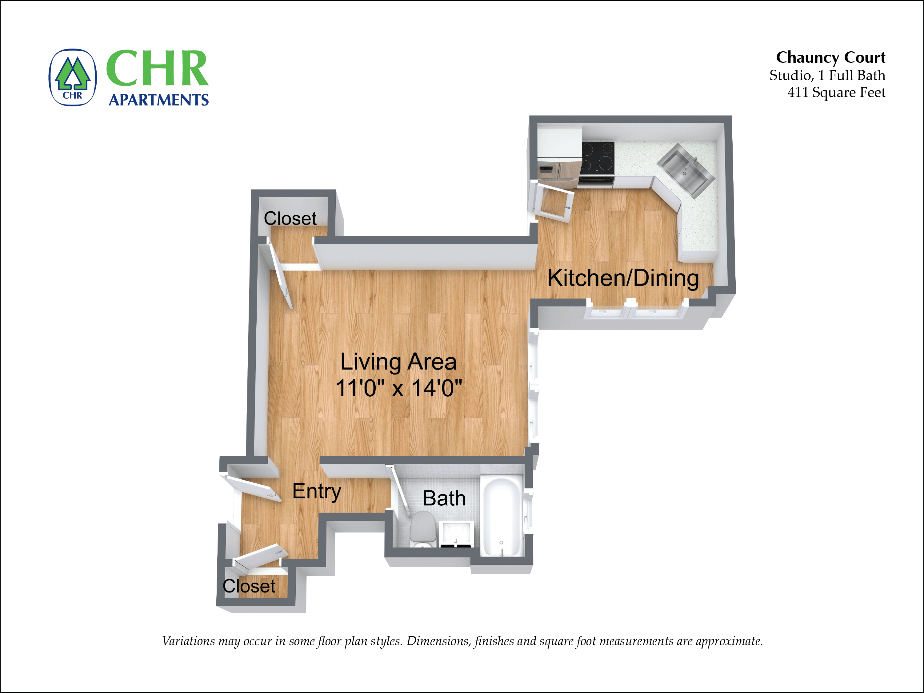 Floor plan Studio/1 Bath image 2