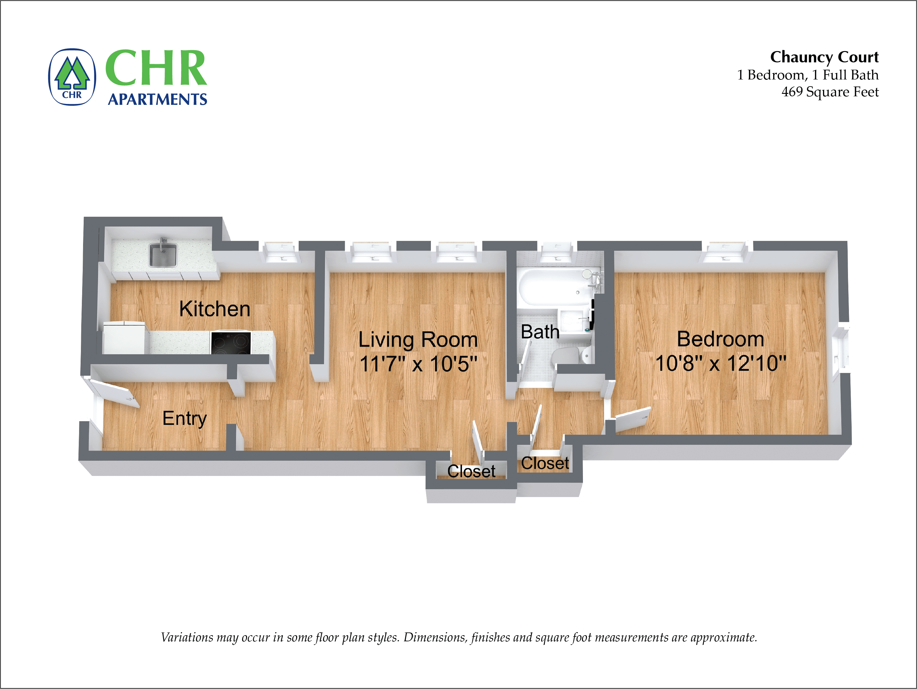 Floor plan 1 Bedroom/1 Bath image 22