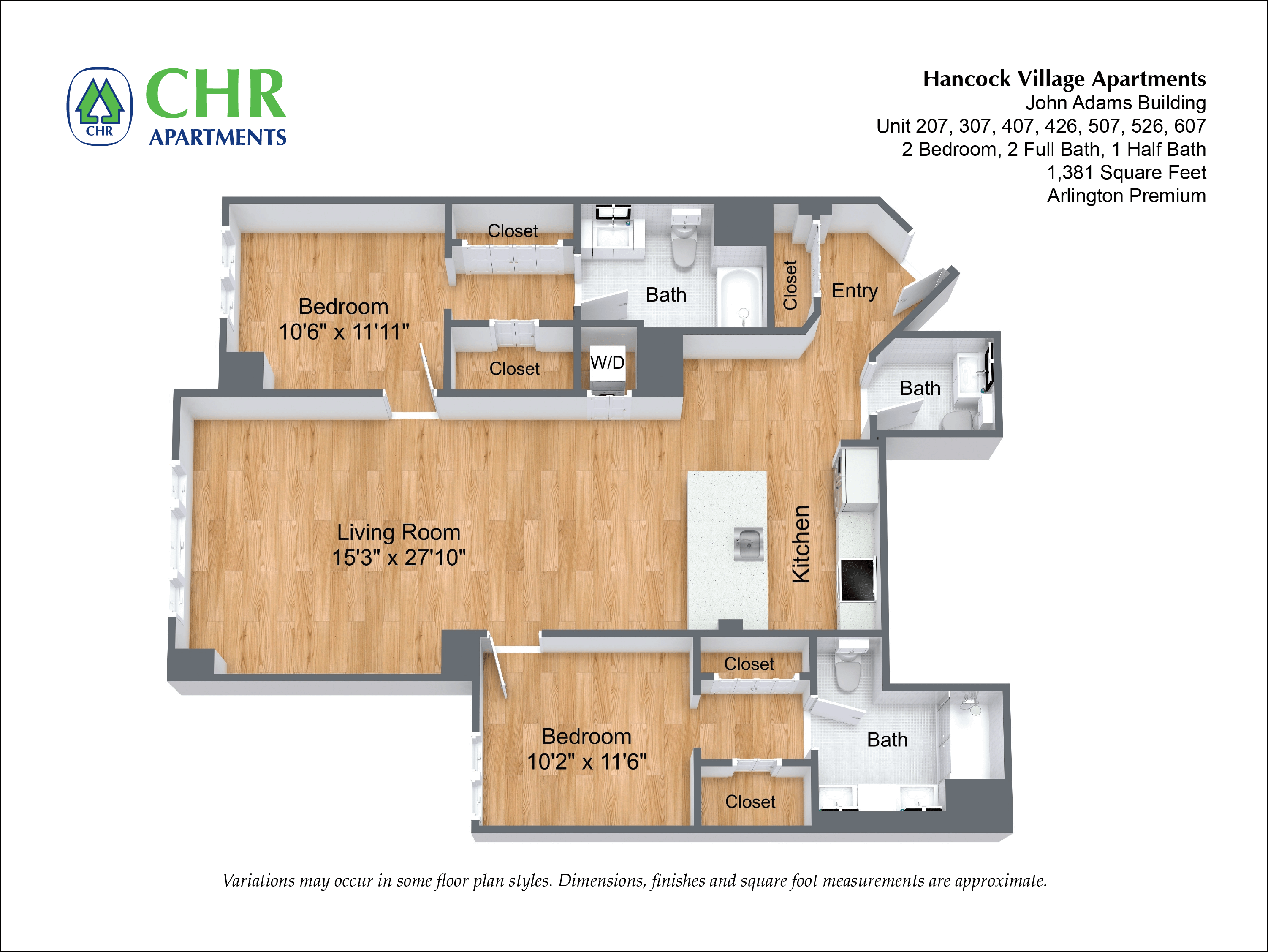 Click to view 2 Bed/2.5 Bath - NEW floor plan gallery