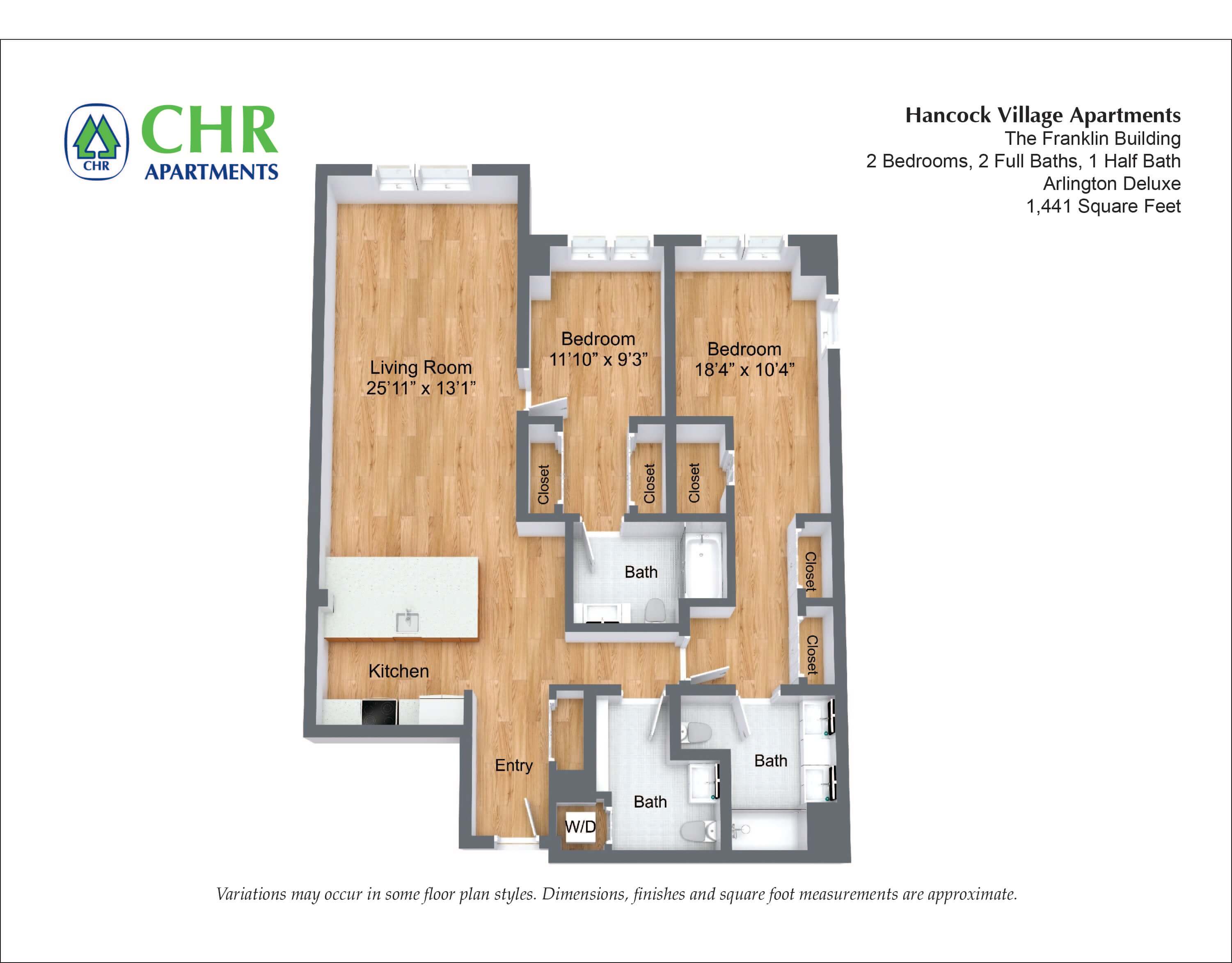 Click to view 2 Bed/2.5 Bath floor plan gallery