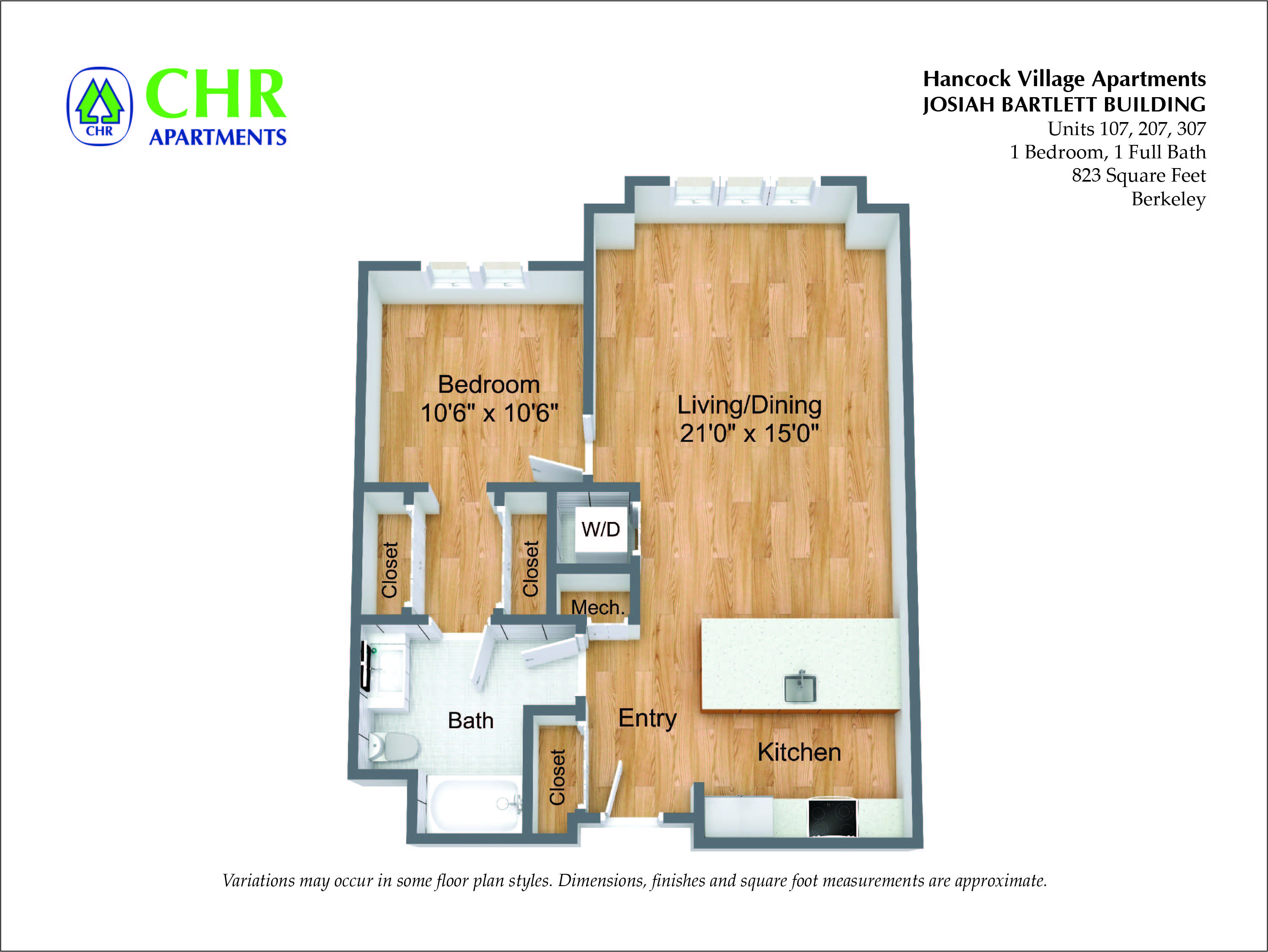 Floor plan 1 Bed/1 Bath Single Level - The Bartlett image 7