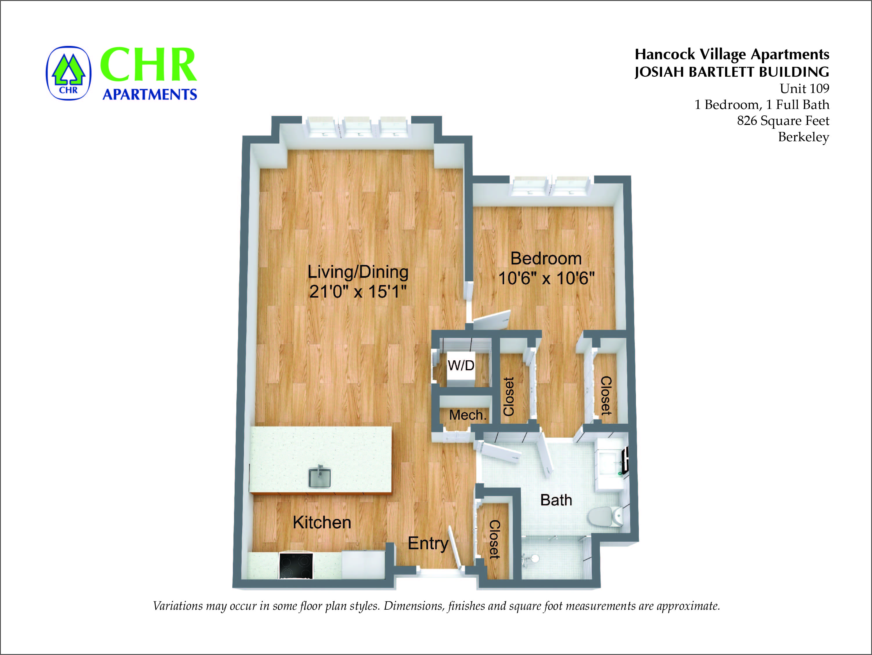 Floor plan 1 Bed/1 Bath Single Level - The Bartlett image 8