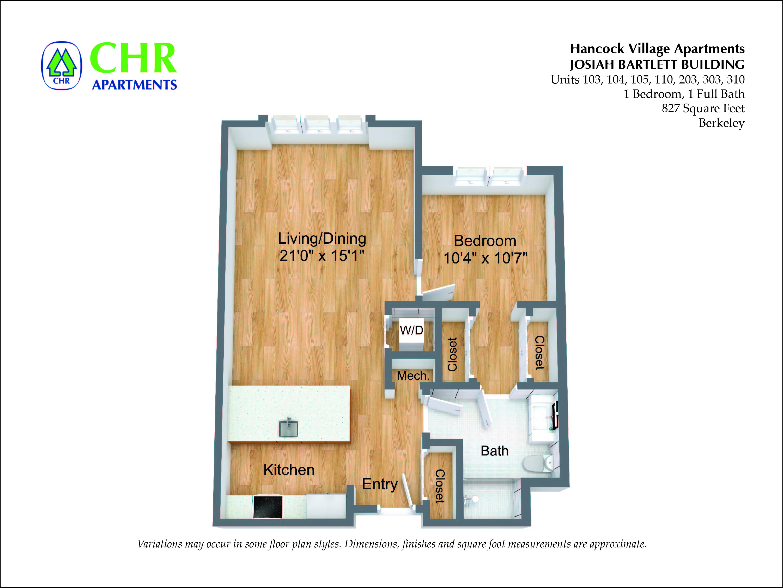 Floor plan 1 Bed/1 Bath Single Level - The Bartlett image 4