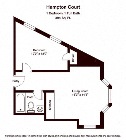 Floor plan 1 Bedroom/1 Bath image 1