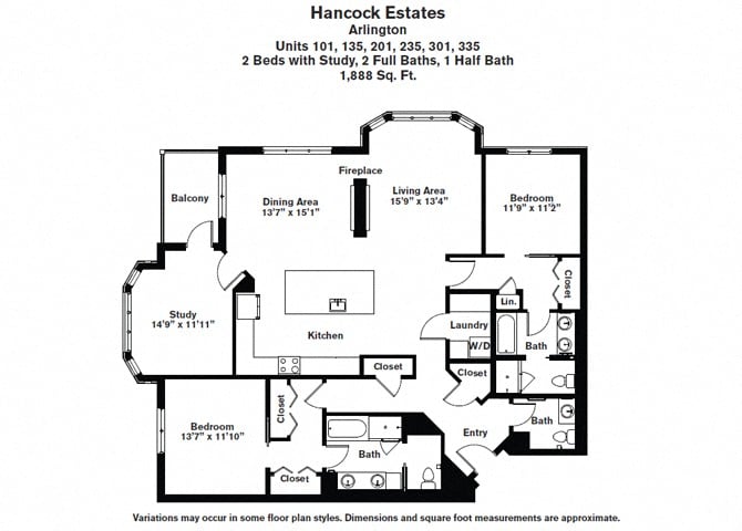 Floor plan 2 Bed/2.5 Bath with Den Single Level - Hancock Estates image 20