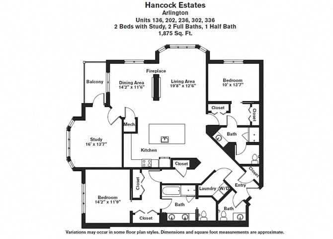 Floor plan 2 Bed/2.5 Bath with Den Single Level - Hancock Estates image 13