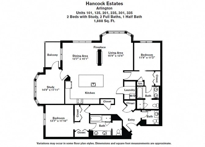 Floor plan 2 Bed/2.5 Bath with Den Single Level - Hancock Estates image 16