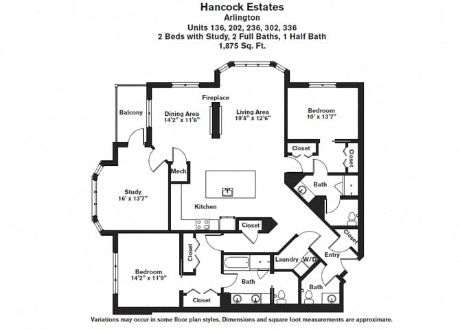 Floor plan 2 Bed/2.5 Bath with Den Single Level - Hancock Estates image 17