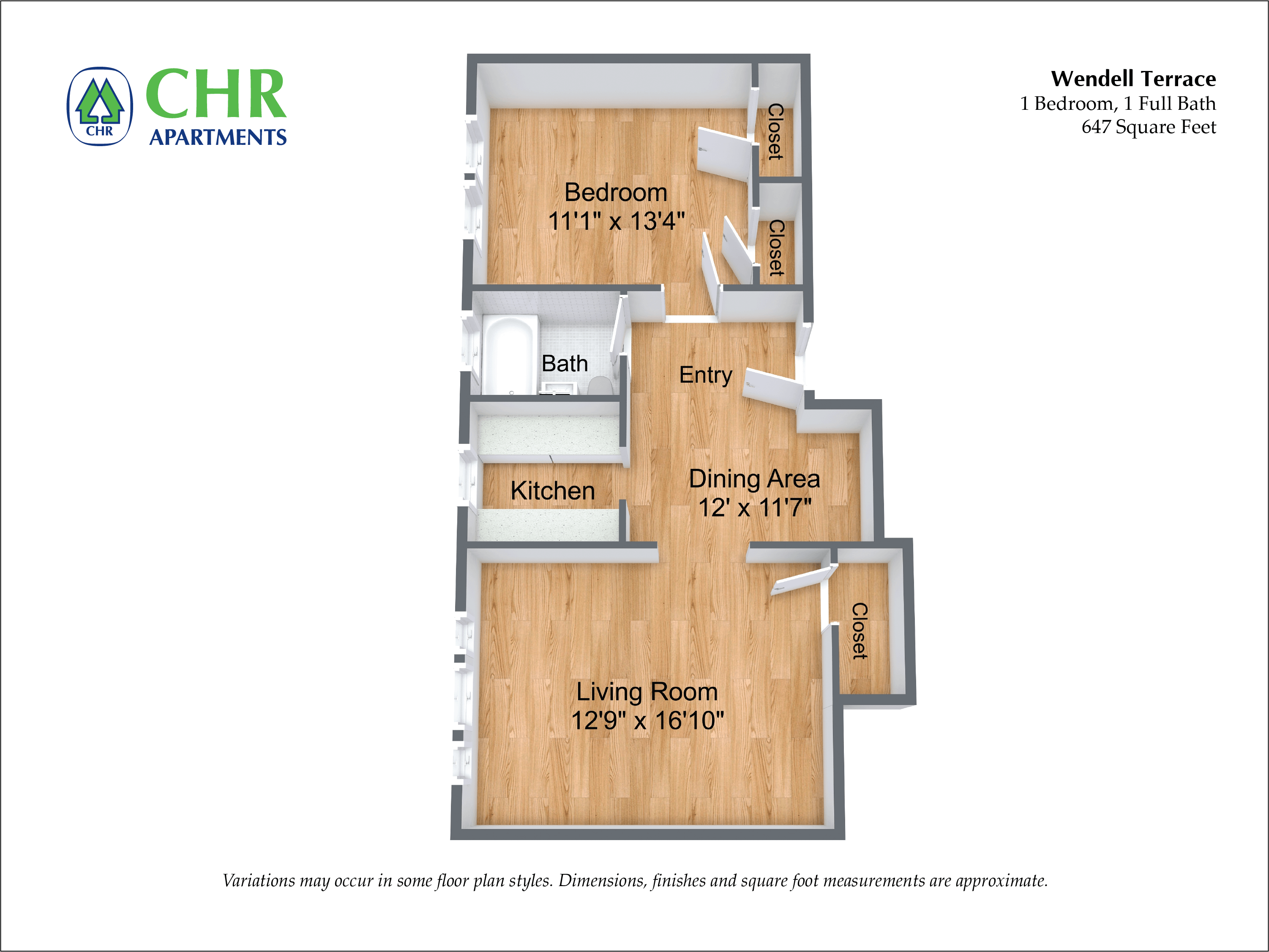 Floor plan 1 Bedroom/1 Bath image 4