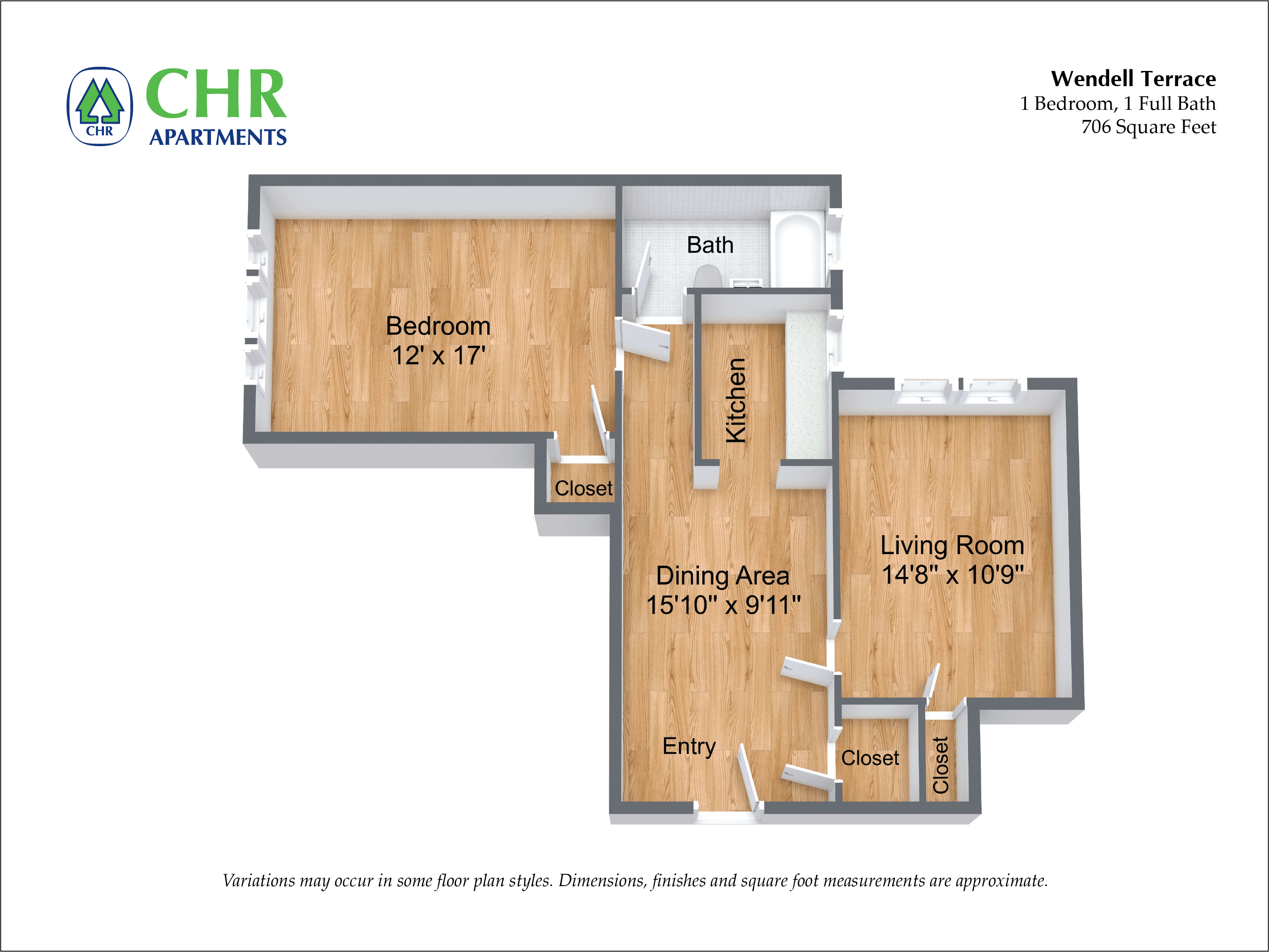 Floor plan 1 Bedroom/1 Bath image 5
