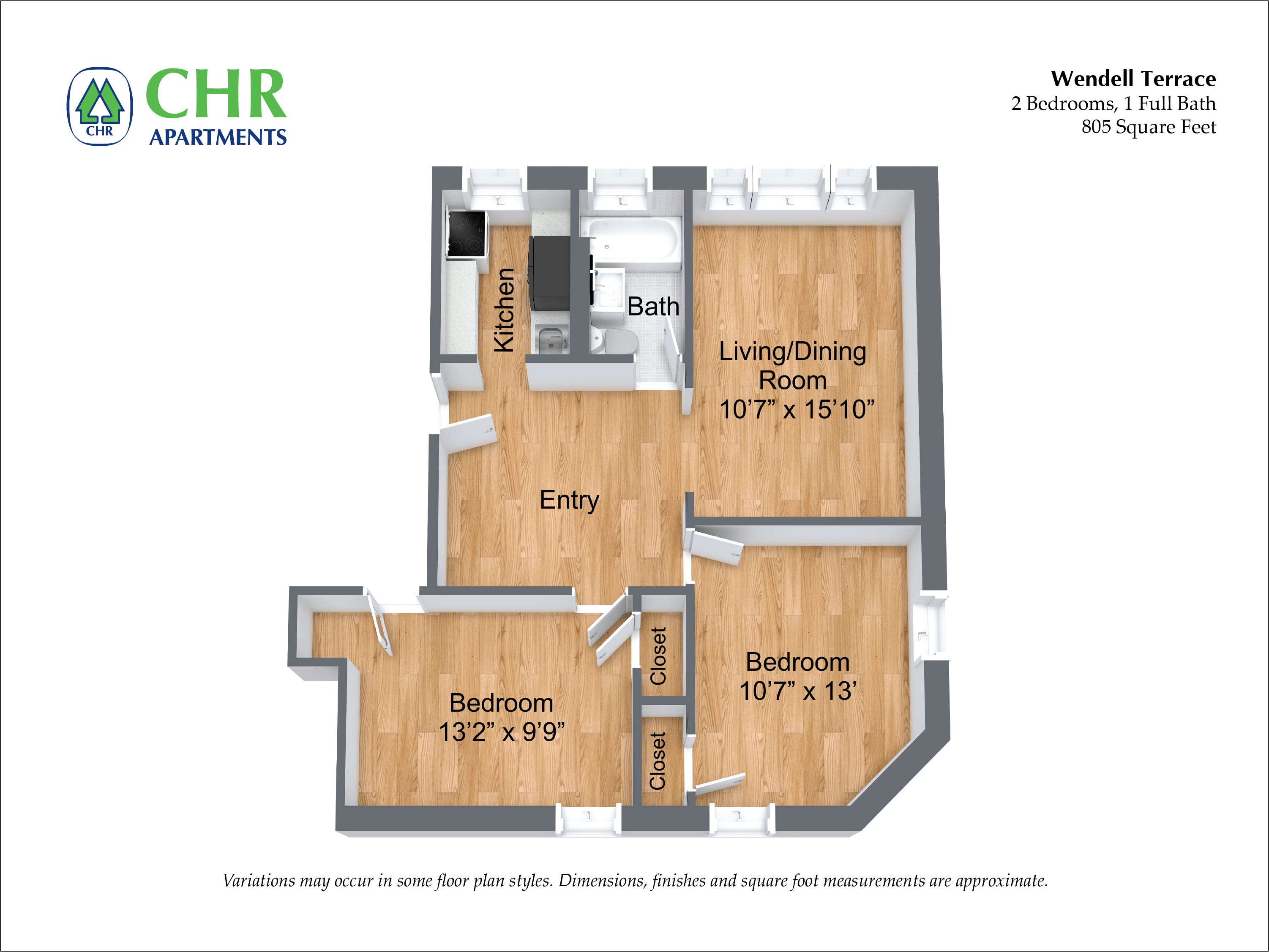 Floor plan 2 Bedroom/1 Bath image 5