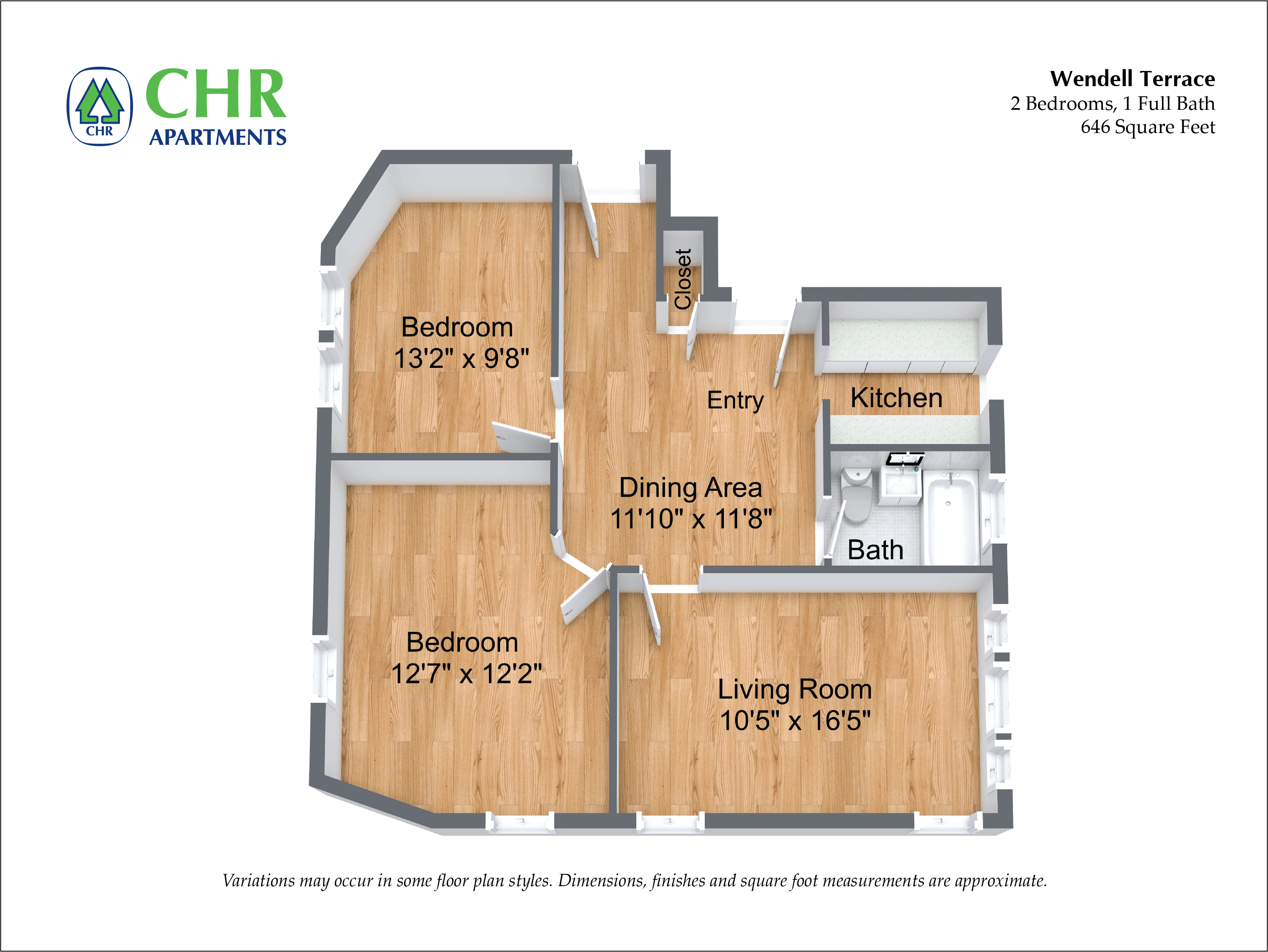 Floor plan 2 Bedroom/1 Bath image 4