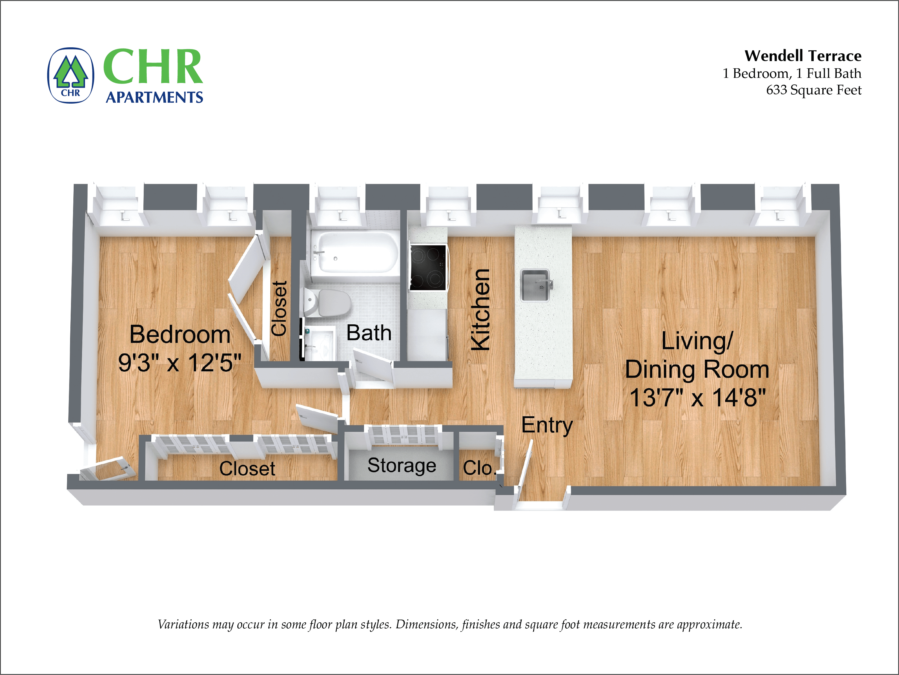 Floor plan 1 Bedroom/1 Bath image 6