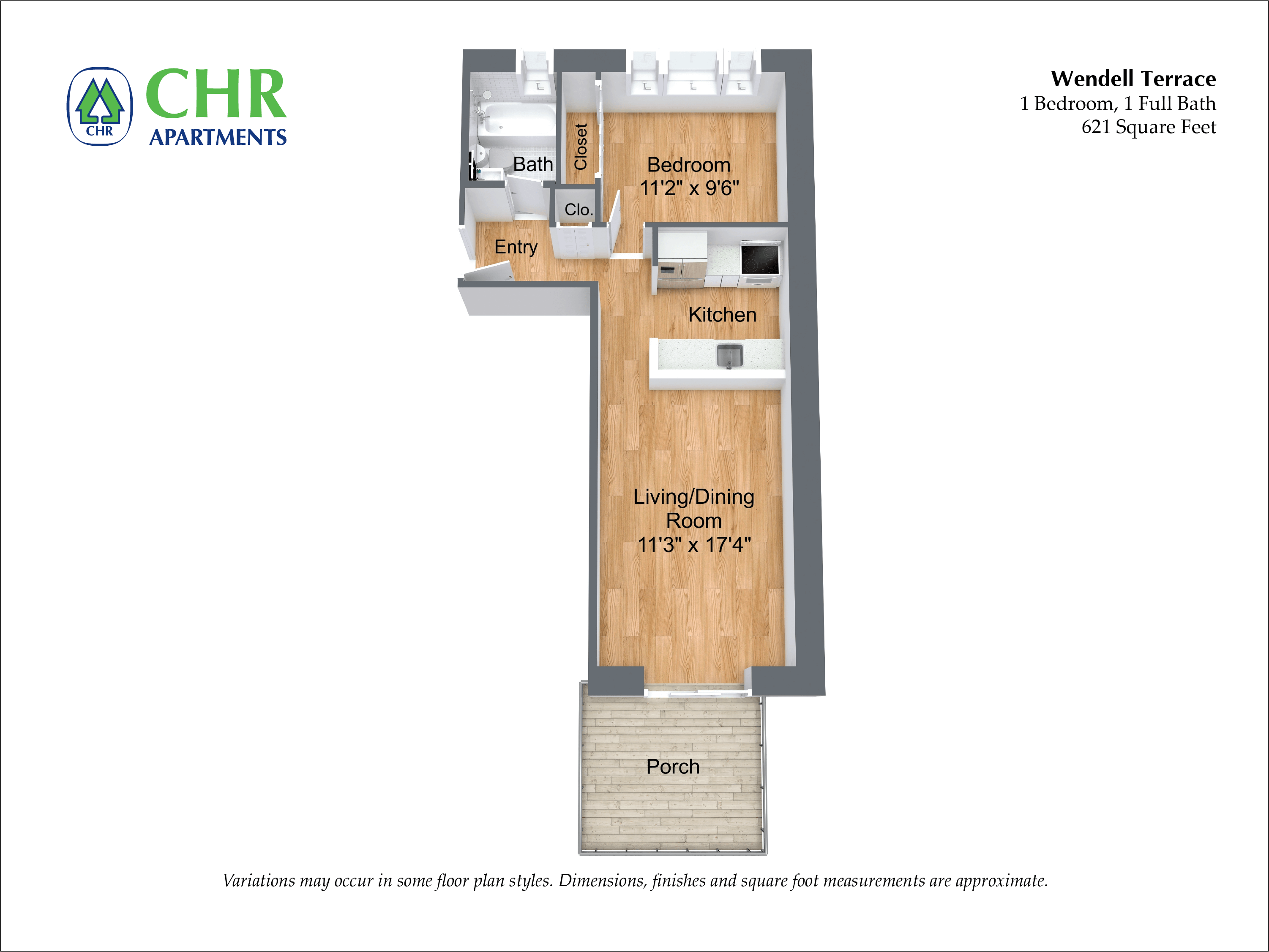 Floor plan 1 Bedroom/1 Bath image 7
